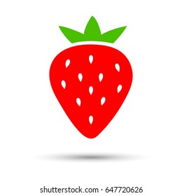 Ripe red strawberry vector icon