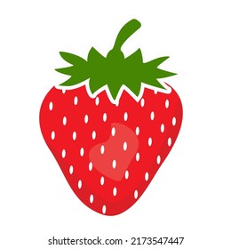 Icono de ilustración del vector de fresa roja madura sobre un fondo blanco.