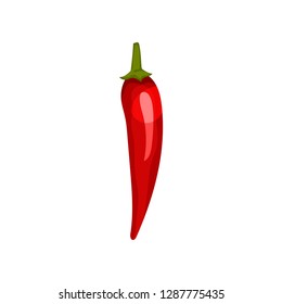 Ripe red thai pepper. Fresh vegetable. Natural product. Cooking ingredient. Organic food. Flat vector design