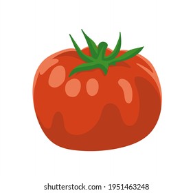 Tomate rojo maduro. Sencillo ícono de color de la verdura fresca. Ilustración vectorial aislada en fondo blanco.
