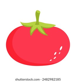Ripe red tomato. Vector illustration.