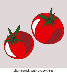 Ripe red tomatoes, cherry tomatoes. Vegetables. Veganism, vegetarianism, raw food diet, proper nutrition. Vector isolated objects.