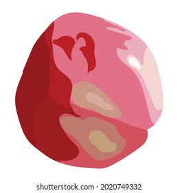 Ripe, ruddy, red apple. Vector stock illustration isolated on white background.