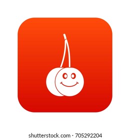 Ripe smiling cherry icon digital red for any design isolated on white vector illustration