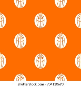 Ripe smiling melon pattern repeat seamless in orange color for any design. Vector geometric illustration