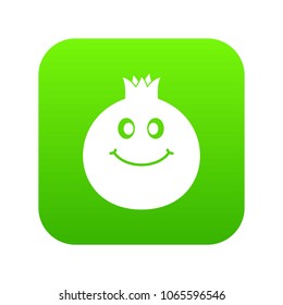 Ripe smiling pomegranate fruit icon digital green for any design isolated on white vector illustration