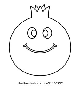 Ripe smiling pomegranate fruit icon in outline style isolated vector illustration