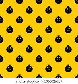 Ripe smiling pomegranate fruit pattern seamless vector repeat geometric yellow for any design