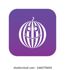 Ripe smiling watermelon icon digital purple for any design isolated on white vector illustration