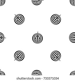 Ripe smiling watermelon pattern repeat seamless in black color for any design. Vector geometric illustration
