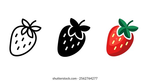 Ripe Strawberry color icon. Red berry symbol. Fresh fruit sign. Summer pictogram.