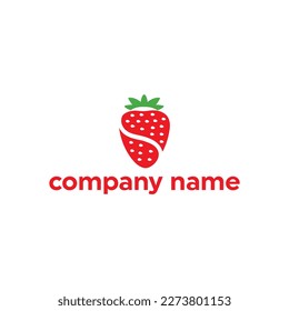 Ripe strawberry fruit vector for logo design