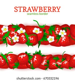 Ripe Strawberry Horizontal Seamless Borders Vector Stock Vector ...