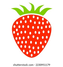 ripe strawberry icon isolated on white. Fresh red summer fruit. Nice flat design for vegetarian logo. Vector illustration.