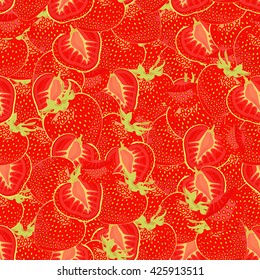Ripe strawberry seamless pattern. Retro color.
