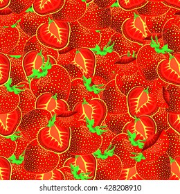Ripe strawberry seamless pattern. Retro color.