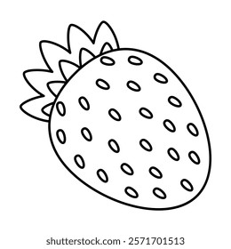 Ripe strawberry. Vector outline illustration.