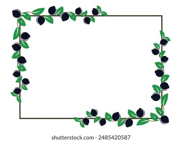Ripe Summer Blueberries Square Frame. Nature plants and graphic elements concept vector