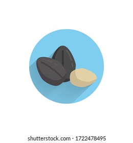Ripe sunflower seed colorful flat icon with long shadow. sunflower seed flat icon