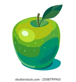 Ripe Sweet Apple Fruit of green Color  isolated on white background. Vivid creative vector art element. Minimalistic concept of abstract design illustration. Natural organic nutrition. Vector 