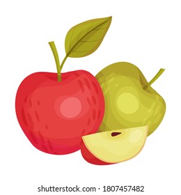 Ripe and Sweet Apples as Thanksgiving Day Attribute Vector Illustration