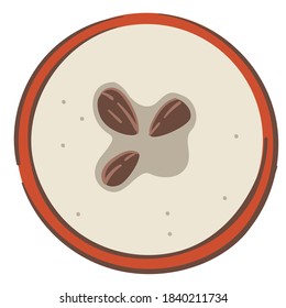 Ripe and tasty fruit with seeds, isolate icon of nutritious ingredient. Piece of healthy food rich in nutrients and vitamins. Delicious snack tasty autumnal meal. Dieting and nutrition, vector