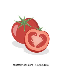Ripe tomato and a half. Vector illustration