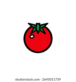Ripe tomato icon displays freshness on white background design