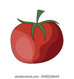 Reife Tomate isoliert auf weißem Hintergrund. Tomate im trendigen flachen Stil. Vektor-Illustration kann im Menü-Design verwendet werden. EPS 10 Editierbarer Strich