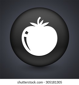 Ripe Tomato on Black Round Button