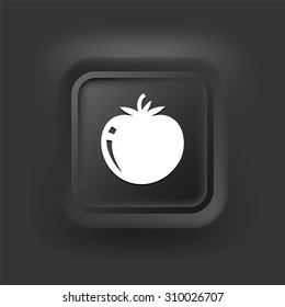 Ripe Tomato on Black Square Button