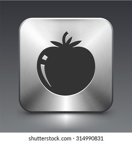 Ripe Tomato on Silver Square Button