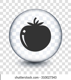 Ripe Tomato on Transparent Round Button