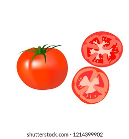 Ripe tomato sliced. Pizza ingredients vector design