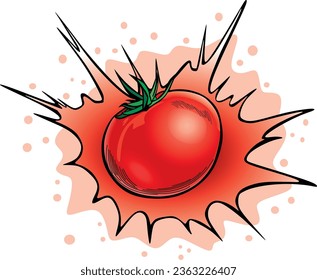 a ripe tomato thrown, crushed and splashed around