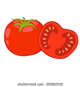 ripe tomatoes on a white background, vector