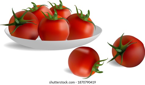 tomates maduros en un plato. ilustración vectorial