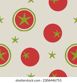 Ripe tomatoes.  for printing on T-shirts, postcards. Seamless pattern for textile, paper wrap.