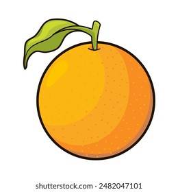 Ripe tropical orange fruit or food in cartoon style, summer fruit for design or print