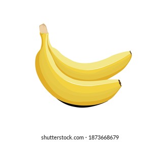 Ripe two bananas isolated on the white background