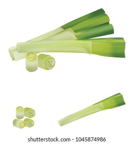 ripe vegetable onion with green cut sliced  
