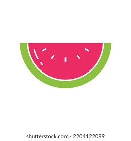 Ripe Watermelon in slices for feeling fresh summer time. Fresh red melon slice with seeds or ossicle. Food, fruit, melon, summer, water, icon. Vector illustration filled outline style. EPS10