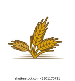 Ripe wheat illustration, Wheat Agriculture Logo vector for flour, bread, cereals and other products
