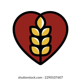 Ripe wheat spike vector linear icon isolated on white background, design element for emblem or logo creation for agriculture or healthy food theme.