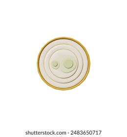 Ripe white onion sliced with rings 3D plastic style icon. Spicy plant food, organic condiment ingredient. Raw farm vegetable agricultural product. Vector volumetric illustration isolated