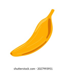 Ripe whole yellow banana on a white background. Isolated element.