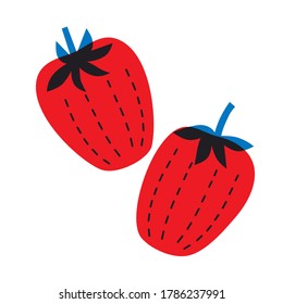 Vector de aislamiento de fresa. Frutos de forma definidos en un estilo abstracto