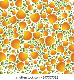 Ripe yellow apples seamless pattern, vector background.