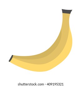 Ripe yellow banana isolated on white. Flat style illustration. Food, diet, vegetarian, fruit and nature concept. EPS 8 vector illustration, no transparency