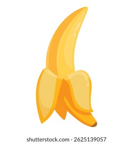 Banana amarela madura parcialmente descascada mostrando sua deliciosa polpa